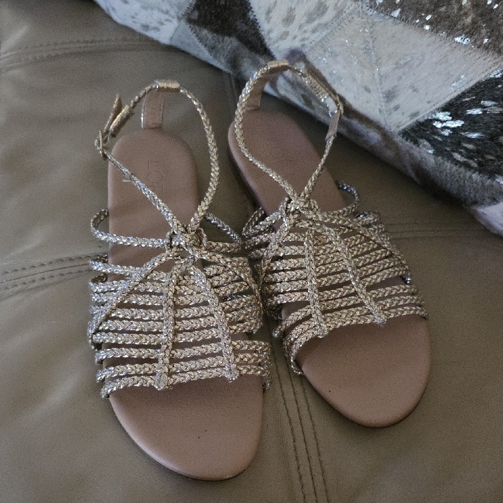 LOFT Gold Braided Sandals
